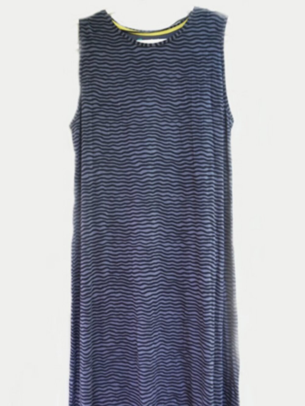 Gudren Sjodin Tencel Jersey Dress Gray with Black Stripes VGUC Size L (XL)